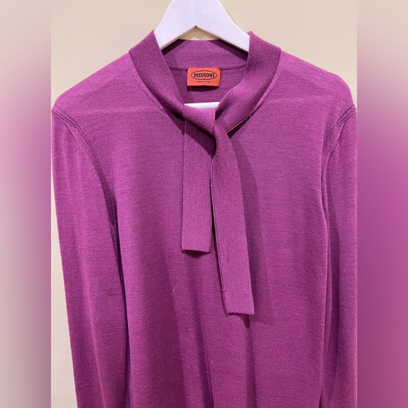 -SOLD- Missoni Purple Knit Tie-Neck Cardigan - Picture 3 of 6